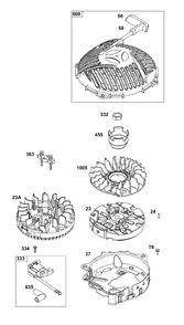 Flywheel/Ignition/Starter Group Diagram and Parts List for 123P02-0008-H5 100000 - 19Z999 Briggs and Stratton Engine